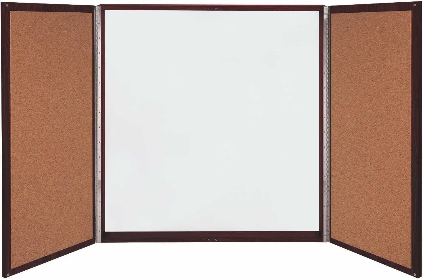 Ghent Conference Cabinet - Porcelain Magnetic Whiteboard w/Cork on Interior of Doors - Mahogany - Made in the USA