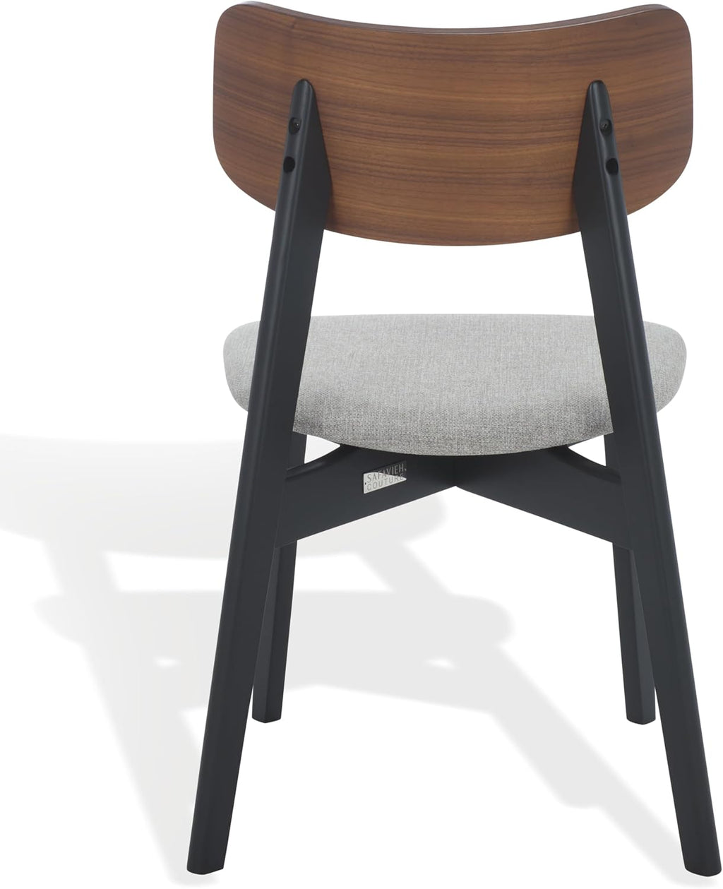 SAFAVIEH Couture Collection - Divya Walnut & Light Grey Dining Chair Set of 2, Mid-Century Modern Wood & Linen Upholstered Accent Chairs (SFV6710A-SET2)
