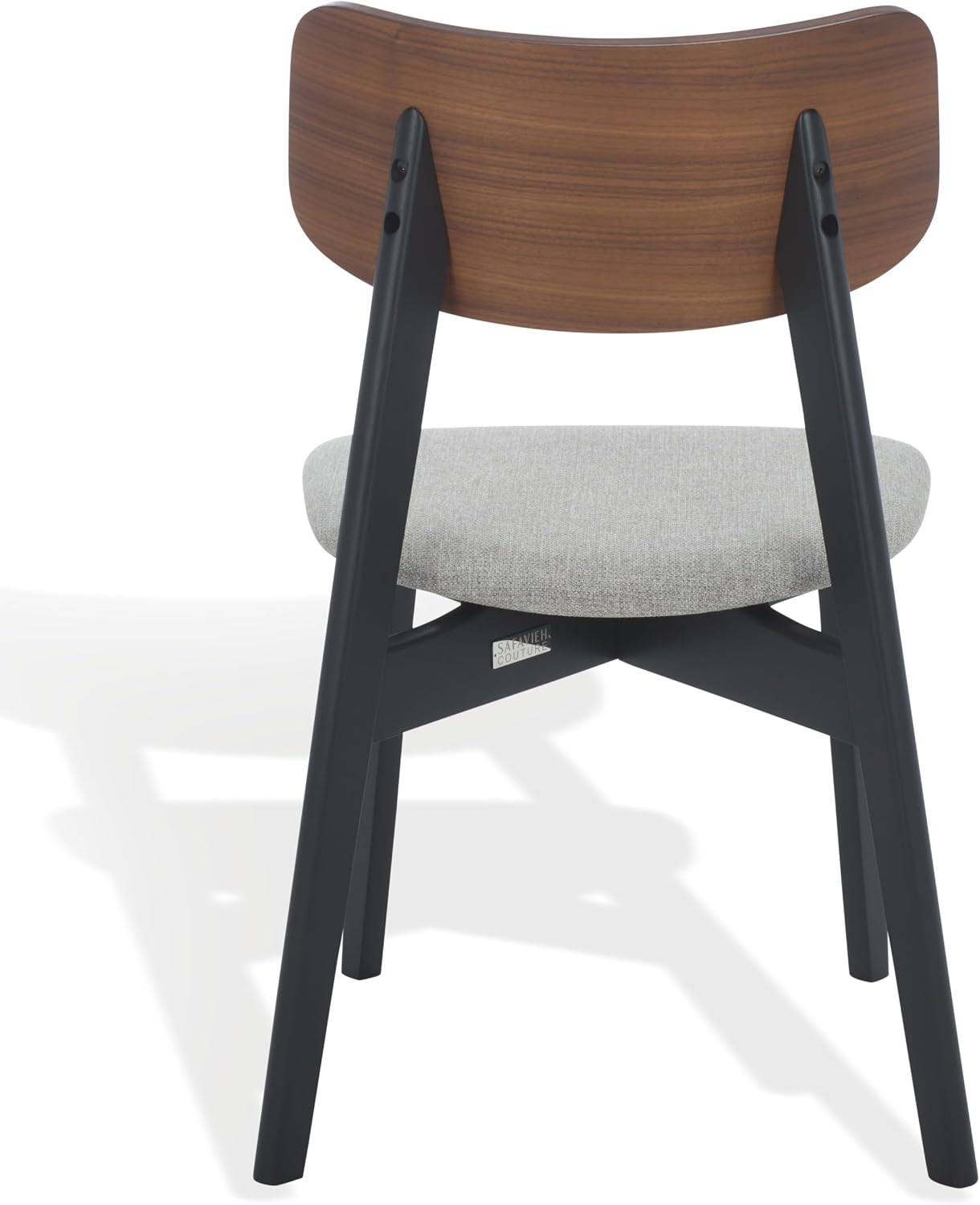 SAFAVIEH Couture Collection - Divya Walnut & Light Grey Dining Chair Set of 2, Mid-Century Modern Wood & Linen Upholstered Accent Chairs (SFV6710A-SET2)