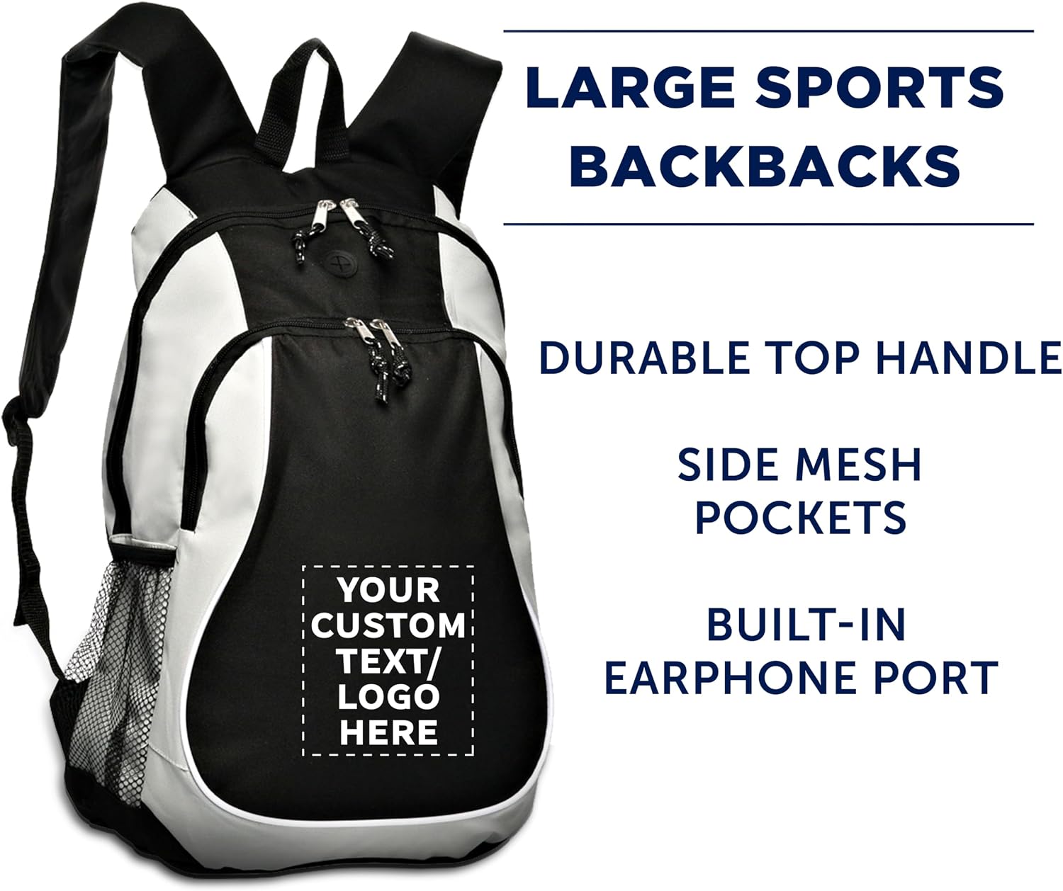 DISCOUNT PROMOS Custom Large Sports Backpacks Set of 10/50/100, Personalized Bulk Pack - Bring Everywhere You Go, Perfect for Travellers & Great for Everyday Use - Grey