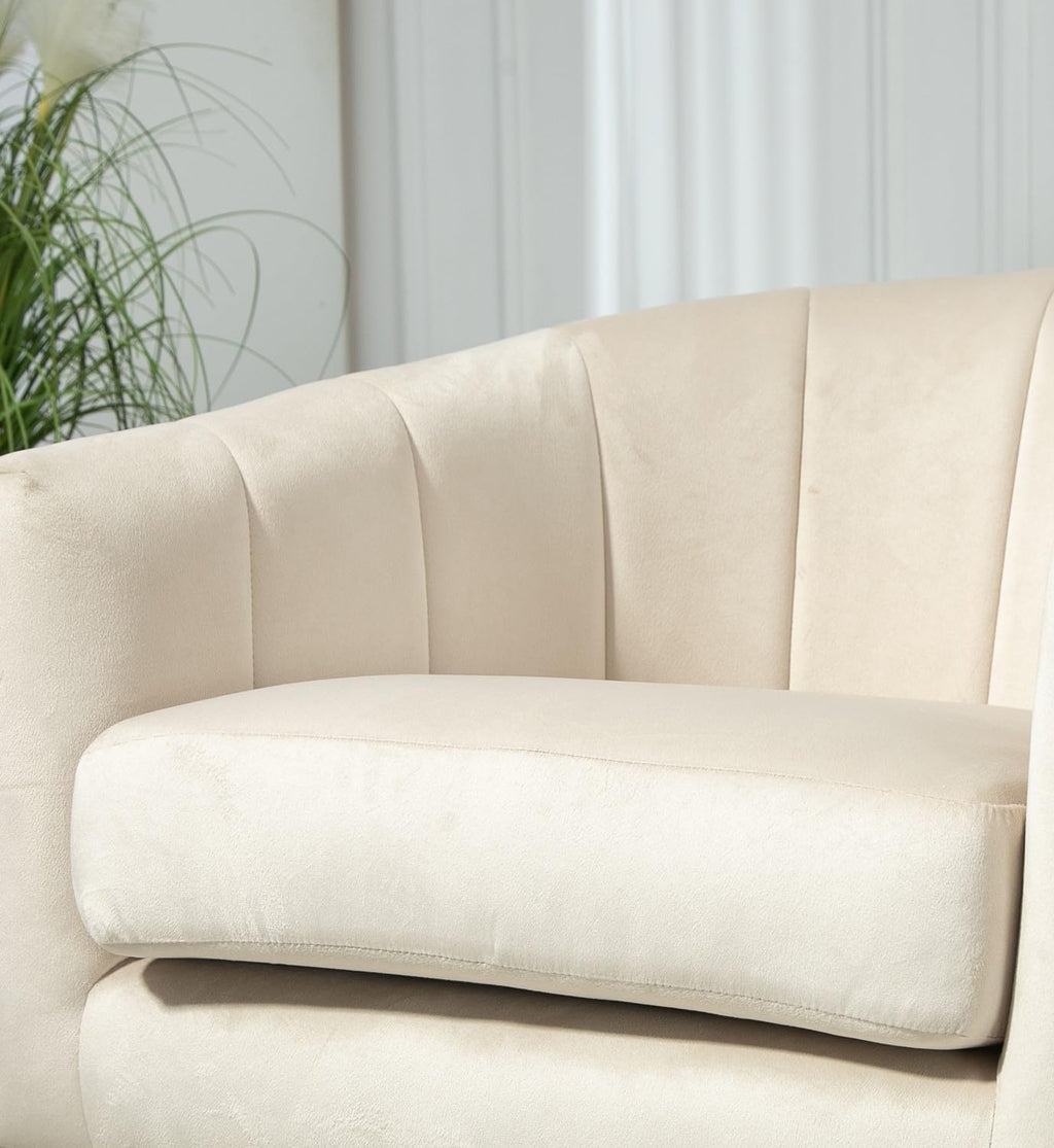 Container Furniture Direct Velvet Modern Accent Armchair - Luxury Gold Frame | Versatile Seating for Living Room, Bedroom, Office, Beige