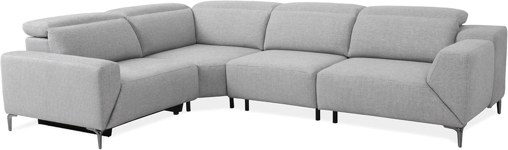 Furniture of America Kirel Modern Sectional Recliner with USB Ports, Adjustable Headrests and Swivel Armrest, Reclining Sofa, L Shape Couch for Living Room, Office, Home Theater, Playroom, Light Grey