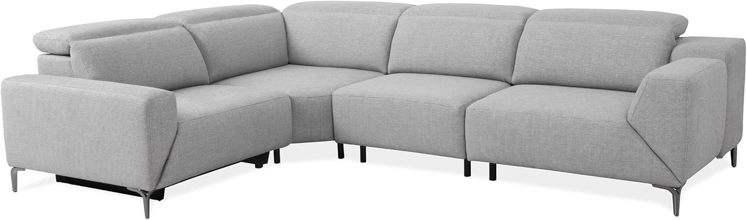 Furniture of America Kirel Modern Sectional Recliner with USB Ports, Adjustable Headrests and Swivel Armrest, Reclining Sofa, L Shape Couch for Living Room, Office, Home Theater, Playroom, Light Grey