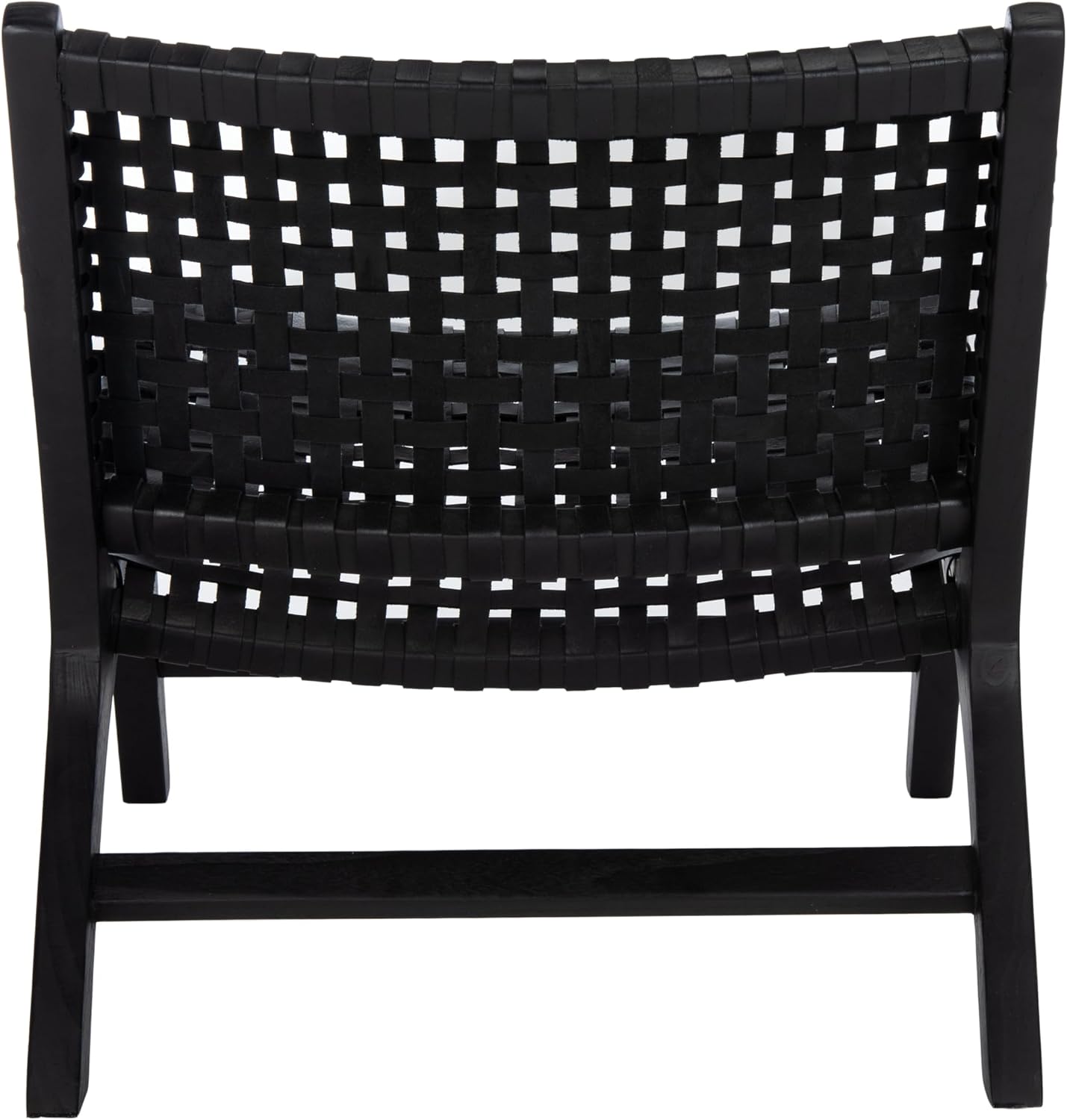 Safavieh Home Luna Black and Black Leather Woven Accent Chair