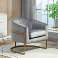 Container Furniture Direct Velvet Modern Accent Armchair - Luxury Gold Frame | Versatile Seating for Living Room, Bedroom, Office, Grey