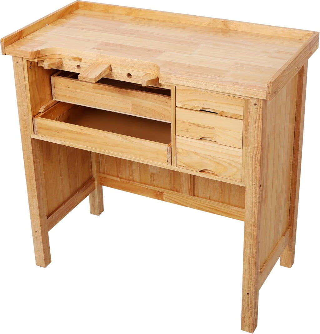 Montary 39-Inch Solid Wood Jewelry Workbench - Heavy Duty Jewelry Bench with Mandrel Tray & Metal Liner Pan & Practical Storage Drawers for Jewelry Making & Repair Station