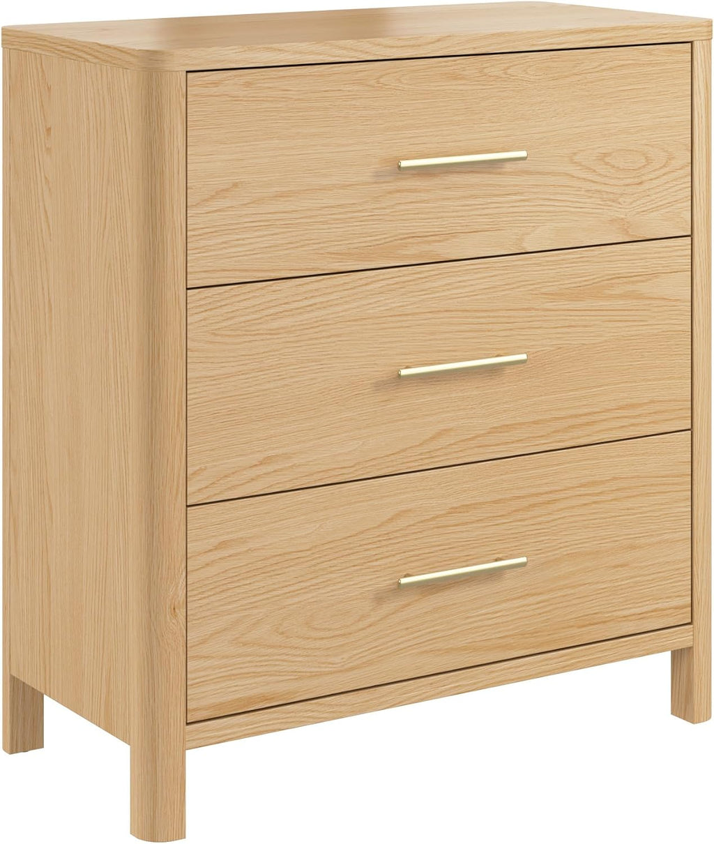 Bush Home Vera 3 Drawer Dresser, Bedroom Storage Furniture, Vera Collection, Natural White Oak