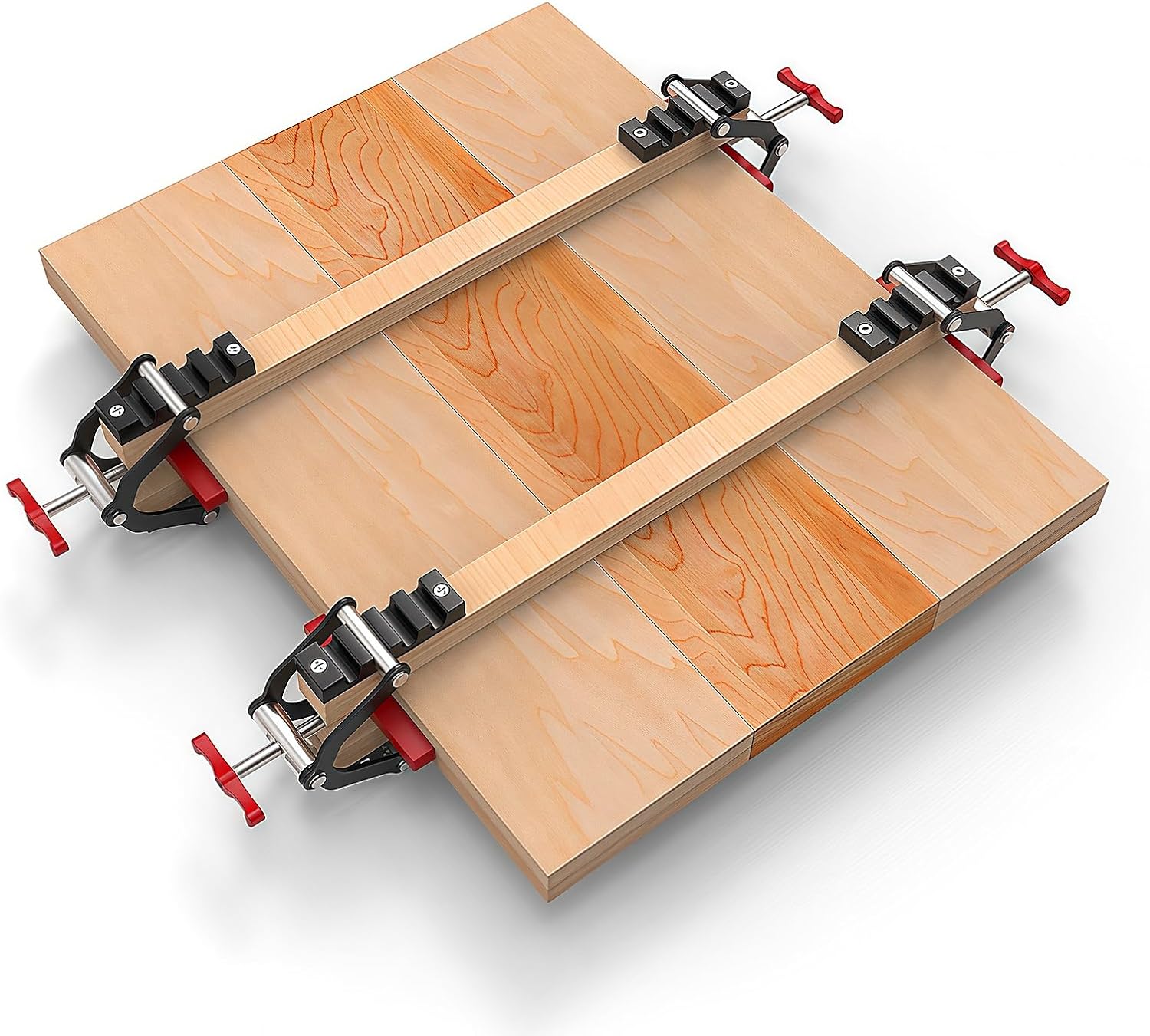 JOJOCY 4 Way Pressure Release Clamps 2-pairs, Clamping Woodworking Clamp for Flat Panel Assembly, Steel Parallel Clamp for Tabletops, Cabinets, Furniture & Precision Wood Projects