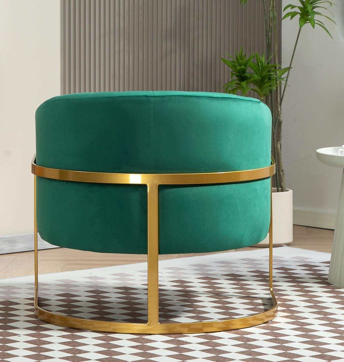 Container Furniture Direct Velvet Modern Accent Armchair - Luxury Gold Frame | Versatile Seating for Living Room, Bedroom, Office, Green