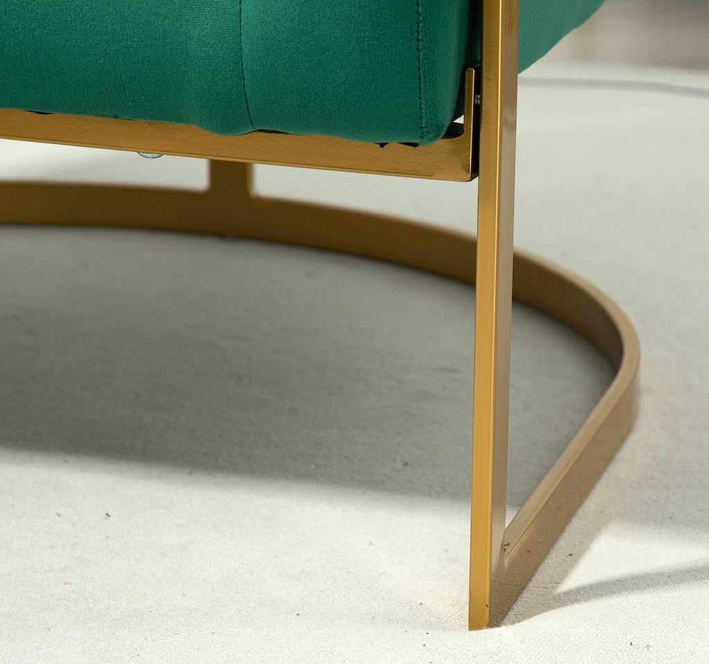Container Furniture Direct Velvet Modern Accent Armchair - Luxury Gold Frame | Versatile Seating for Living Room, Bedroom, Office, Green