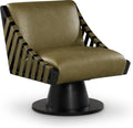 Meridian Furniture 33002Olive Millwin Collection Art Deco Swivel Accent Chair with Rich Olive Green Vegan Leather, Black Finish, Solid Wood Frame and Base, 28' W x 30' D x 32.5' H, Olive