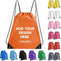 Custom Drawstring Backpacks,100 Pack Personalized Sports Backpack Bulk for Gym Climb Swimming Travel Beach Party Club(Orange)