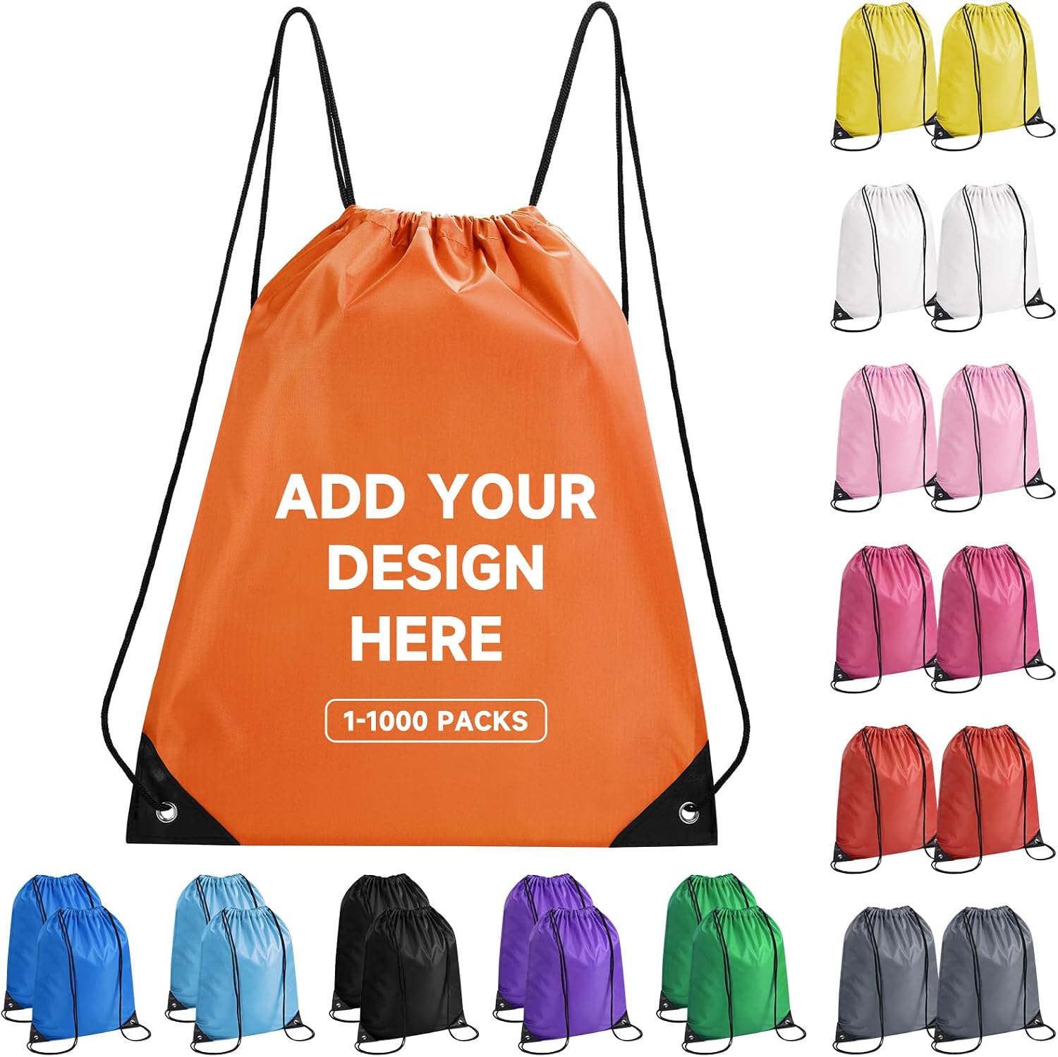 Custom Drawstring Backpacks,100 Pack Personalized Sports Backpack Bulk for Gym Climb Swimming Travel Beach Party Club(Orange)