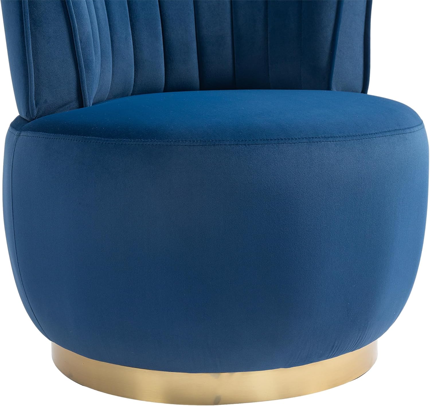 KEIKI Swivel Barrel Accent Chair, 360 Degree Rotating Upholstered Armchair with Velvet Fabric for Living Room, Office, Bedroom, Navy Blue