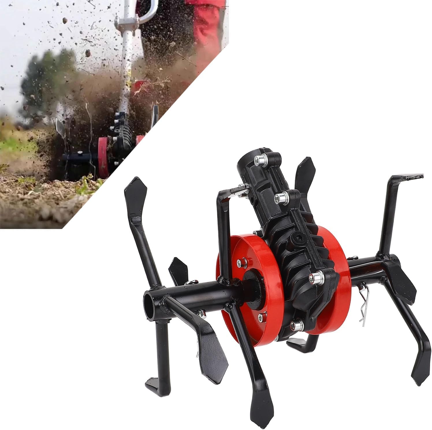 6 Claw Brush Cutter Grass Wheel Soil Loosen Head Mini Tiller Deep Plowing Wheel for Garden Tiller Cultivator 28mm 9 Tooth Professional Gardening Landscaping Tool Durable Alloy