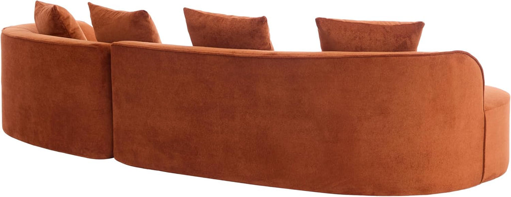 Christopher Knight Home Braebt 126' Modular Sofa with 4 Throw Pillows, Curved 5-Seater Large Sofa Couches, Comfy Upholstered Sectional Cloud Couch for Living Room, No Assembly Required, Dark Orange