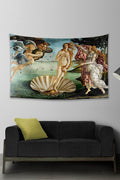 Tapestry Wall Hanging Botticelli Birth of Venus 65x40cm Cotton Famous Painting Art Home Decor Living Room Dorm - Mint, 55x39 inch