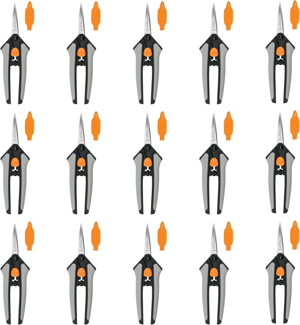 Fiskars 15pc Micro-Tip Pruning Snip Set, Precision Stainless Steel Blades, Softgrip Handles for Deadheading, Trimming & Shaping Small Plants