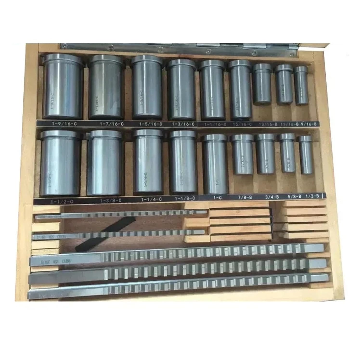 30pcs Inch Sized HSS Groove Keyway Broaches Set Key Broaching Tools Tool 5pcs 1/2''-1-1/2''18pcs Bushings 7pcs Shims for Metalworking, Lathe