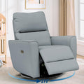 GarveeHome Power Recliner Chair, 270° Swivel Rocking Glider with USB Charging Port, PU Leather Upholstered Fabric, Ergonomic Modern Nursery Chair for Living Room, Bedroom, Nursery (Gray)