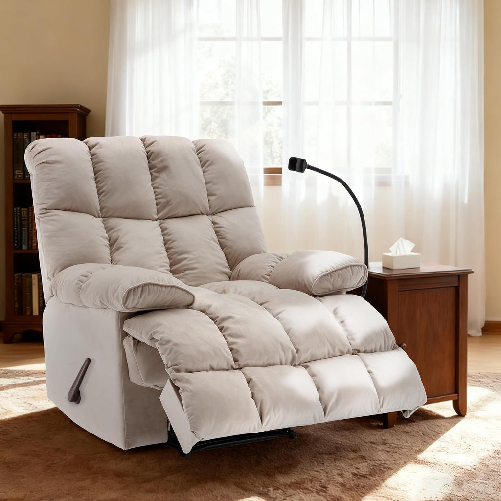 Manual Adjustable Oversized Recliner Chair with Phone Holder, Extra Large Recliner for Heavy Duty Adults 400lbs, Big Man Recliners for Living Room, Nursery, RV