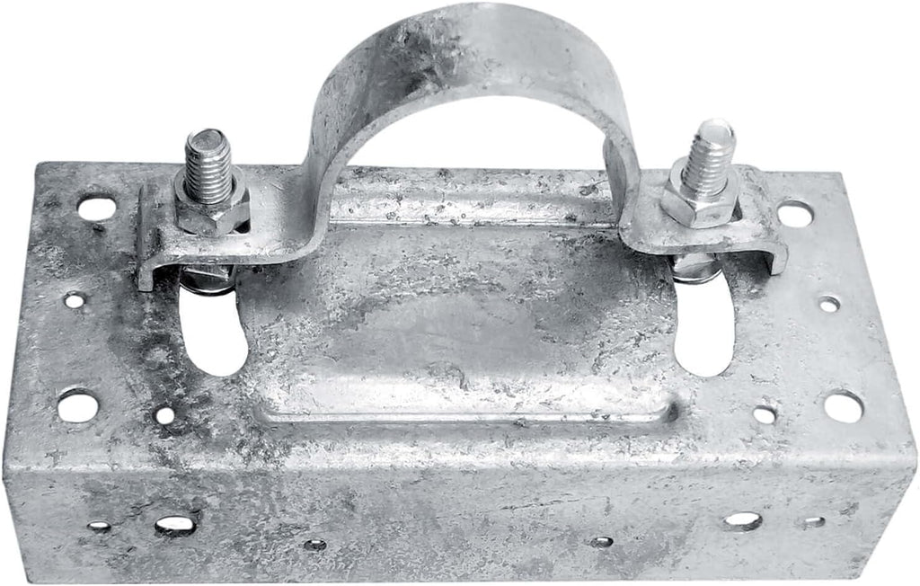 2-3/8' Wood Fence to Round Steel Post Panel Attachment Adapter Bracket: Adjustable clamp. Made of Galvanized Steel to Prevent Rusting.- CASE Qty 25