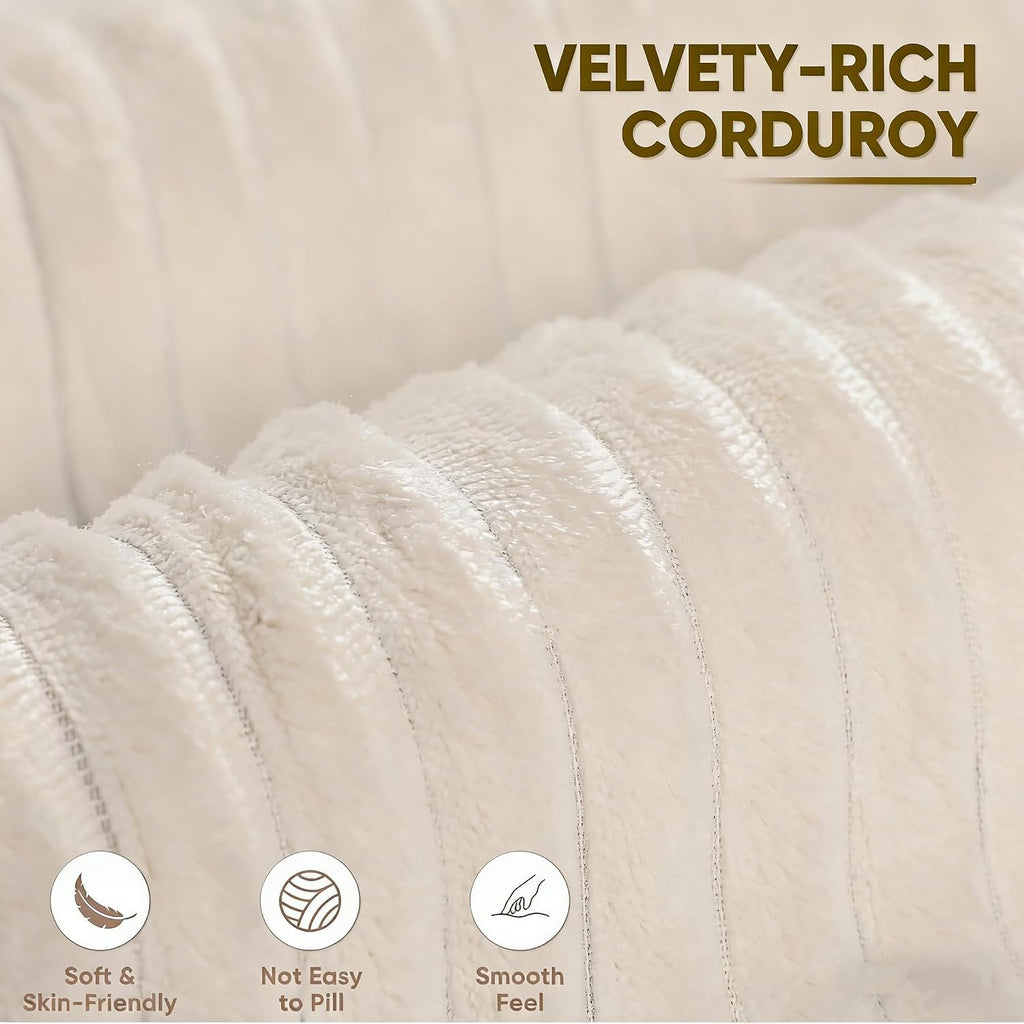 Ball & Cast 106''Cloud Couch Sectional with L-Shaped Chaise,Corduroy Upholstered Modular Sectional Sofa,Deep Seat Sectional Couches for Living Room,No Assembly Required (Beige,Left Facing Chaise)
