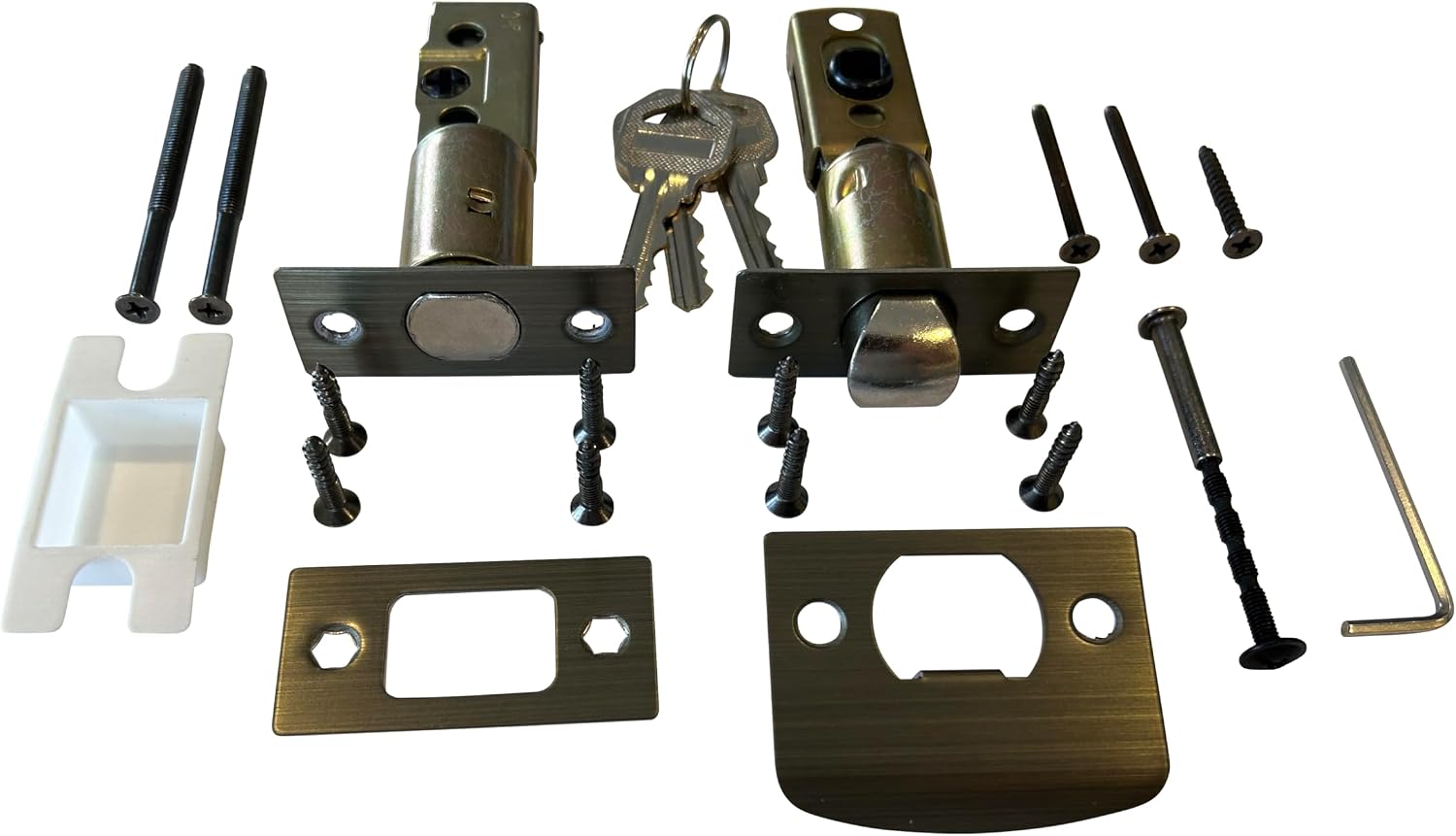 LOCKSET4U Single Reversal Front Door Hardware Set Luna, Heavy Duty Grip Entry Single Door Lock Set with Grip Handle and deadbolt, Antique Brass Finish