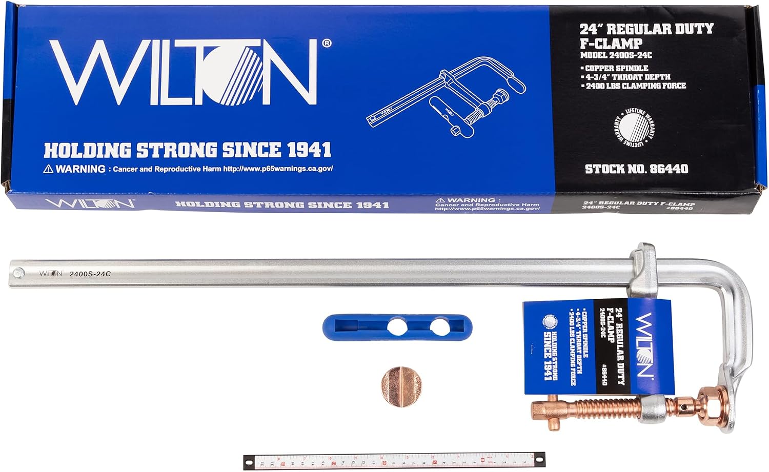 Wilton Spark-Duty Regular F-Clamp, 24' Opening, 4-3/4' Throat, 2660 Lbs. Clamping Force (Model 2400S-24C)