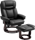HOMCOM Recliner Chair with Ottoman, PU Leather Swivel Recliner with Comfy Footrest, Upholstered Adjustable Living Room Chair and Ottoman Set, Black