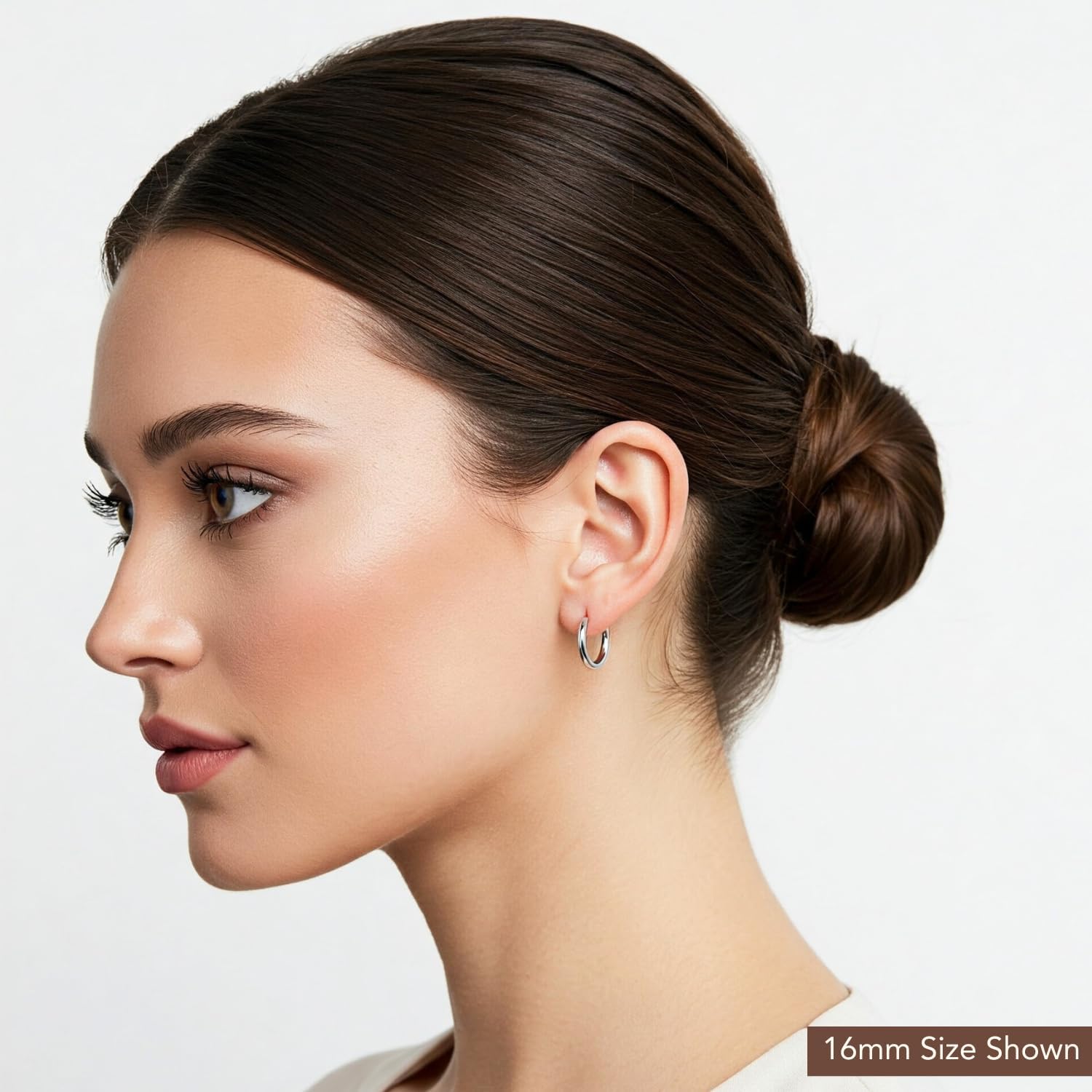 Classic 10K White Gold Hoop Earrings - Shiny Polished Plain Round Gold Hoops for Women and Men