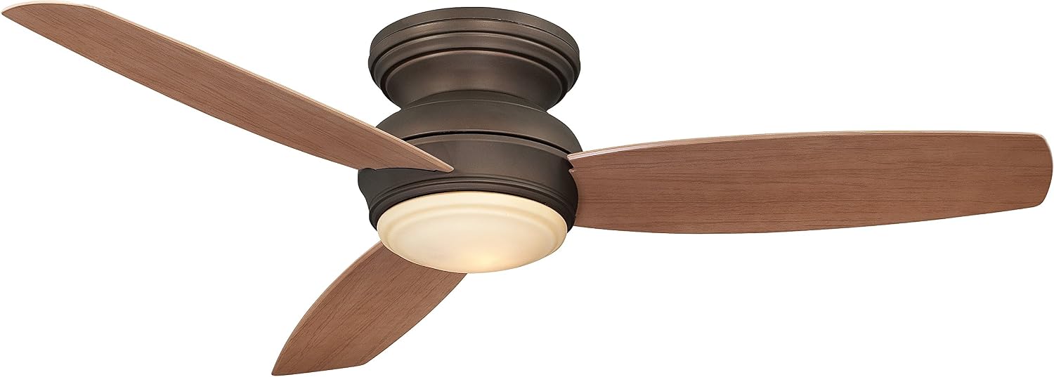 Minka-Aire F594-ORB Flush Mount, 3 Medium Maple Blades Ceiling fan with 60 watts light, Oil-rubbed Bronze