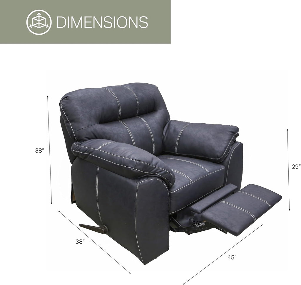 American Furniture Classics Rocker Recliner Chair in Black Faux Leather