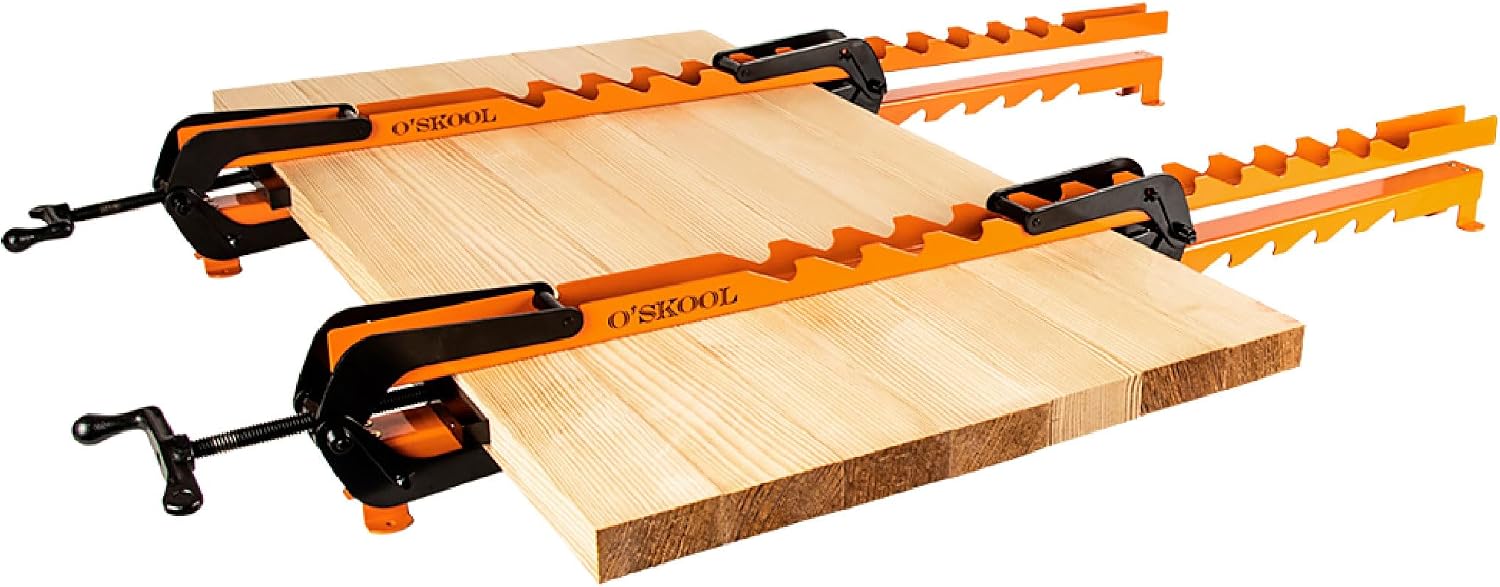 O'SKOOL 36 Inch Pressure Panel Clamps, 2 Pack 4-Way Steel Clamping System for Woodworking Panel Glue-Ups, Edge Gluing and Cutting Boards, CAV013