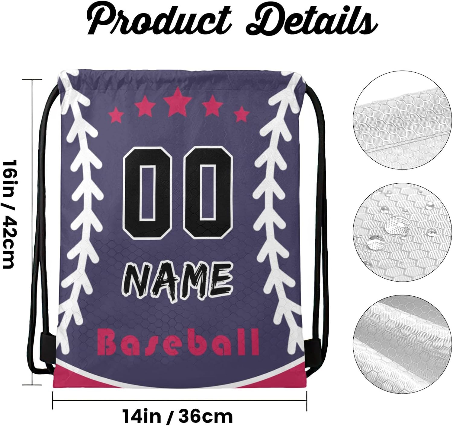 Custom Drawstring Backpack Personalized Football Bulk Beach Draw String Bags with Name Number for Small Business Swim Sport Camping Vacation Travel Gym Men Women-20 PCS