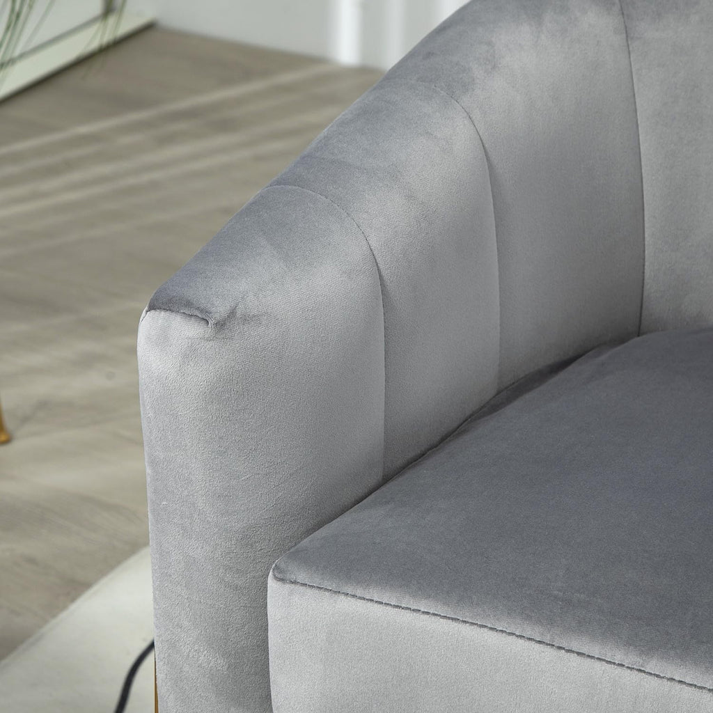 Container Furniture Direct Velvet Modern Accent Armchair - Luxury Gold Frame | Versatile Seating for Living Room, Bedroom, Office, Grey