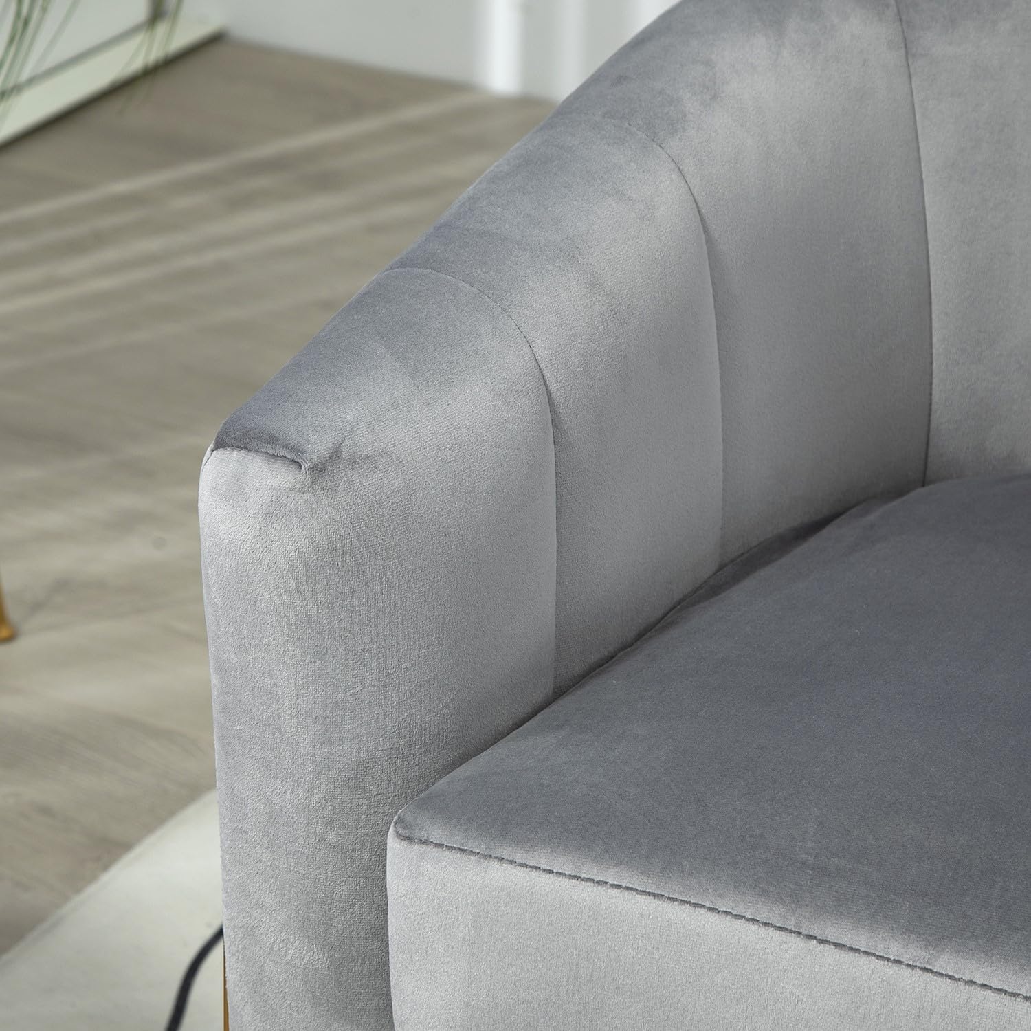 Container Furniture Direct Velvet Modern Accent Armchair - Luxury Gold Frame | Versatile Seating for Living Room, Bedroom, Office, Grey