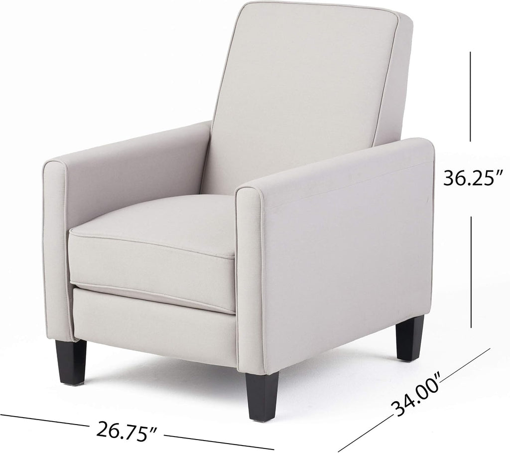 Christopher Knight Home Emmie Fabric Recliner (Set of 2), Light Gray, Dark Brown