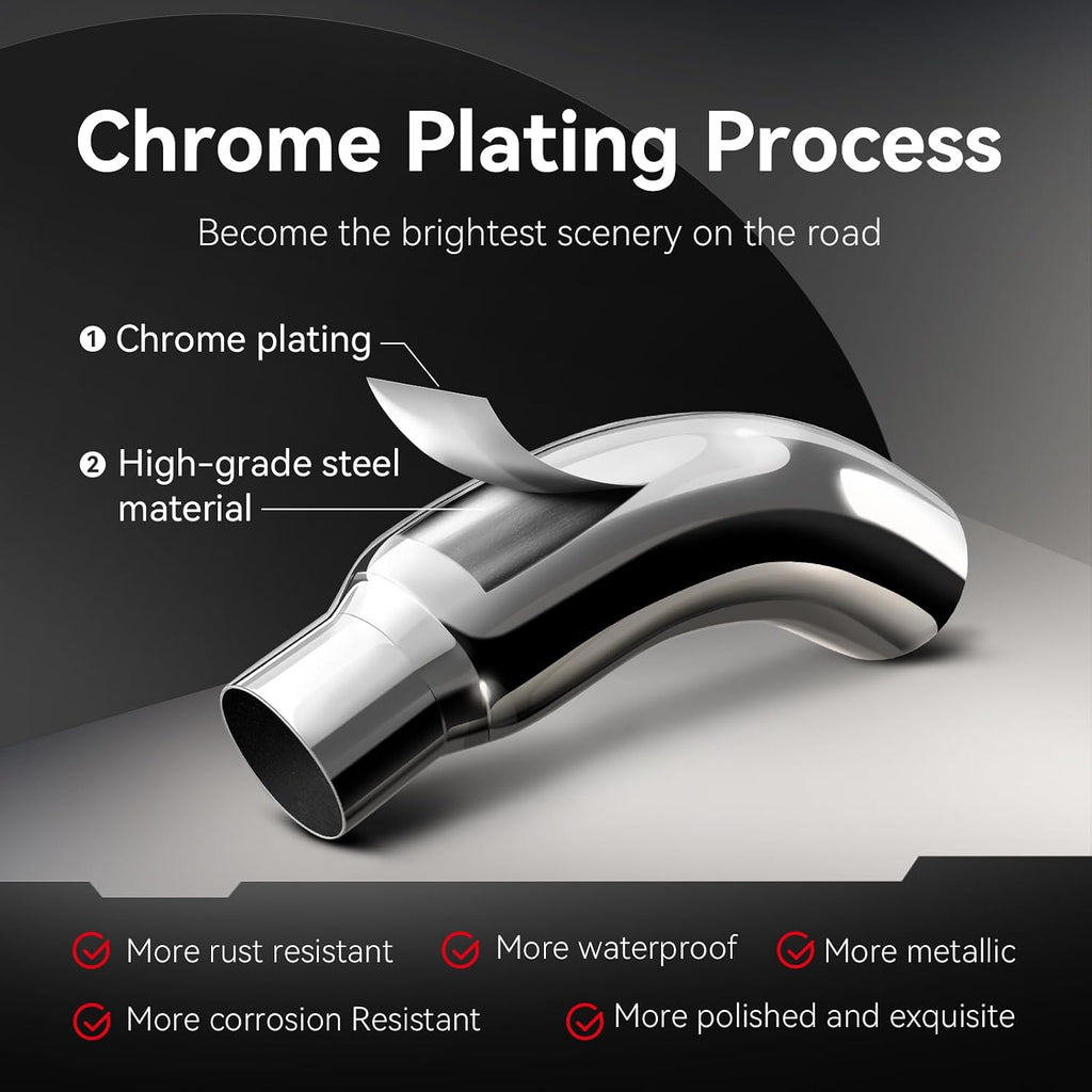 Exhaust Tip, 5 Inch Diesel Exhaust Tip Elbow Tip with a Clamp, 5' inlet 7' Outlet Chrome Exhaust Tip for Pickups, Trucks and Cars