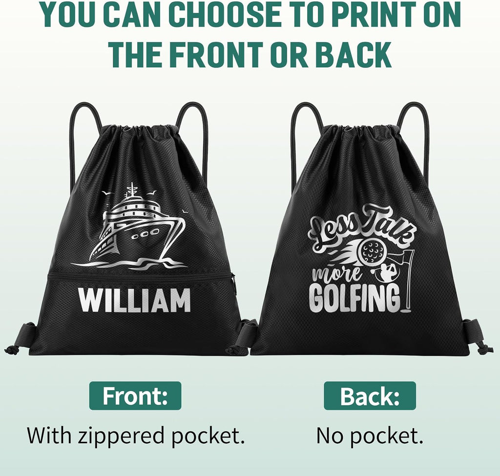 Custom Drawstring Bags Bulk With Logo, 20 Pack Personalized Text String Backpack with Zip Pocket for Gym, Sports, Events, Travel and Daily Use,Orange
