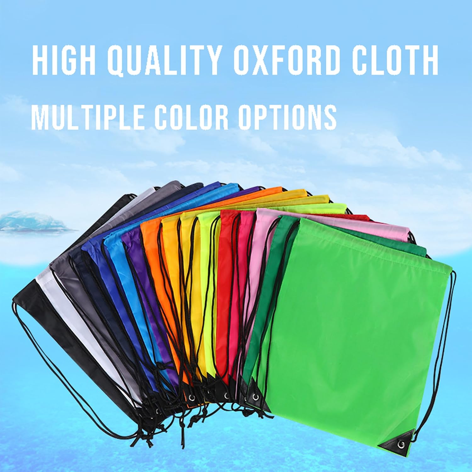Custom Drawstring Bags Set of 50, Personalized Bulk Pack with Logo/Text-Suitable for Travelling Gym Camping Hiking-Yellow