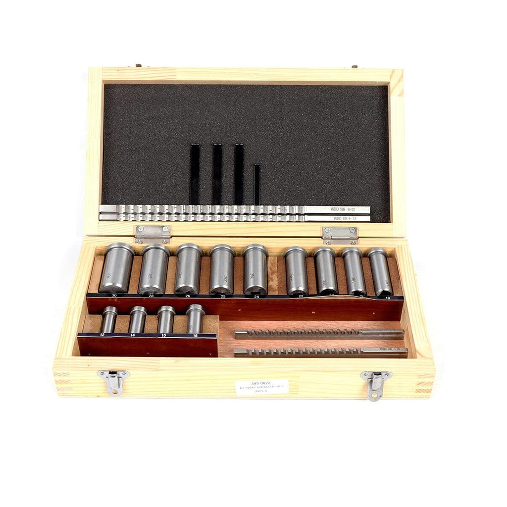 Keyway Broach Set 22PCS HSS Keyway Cutting Tool for Lathe Industrial Tools,Includes 4 Broaches & 13 Bushings,with Wood Box