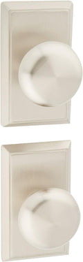 Providence Door Set with Round Brass Knobs Double Dummy in Satin Nickel. Doorsets.