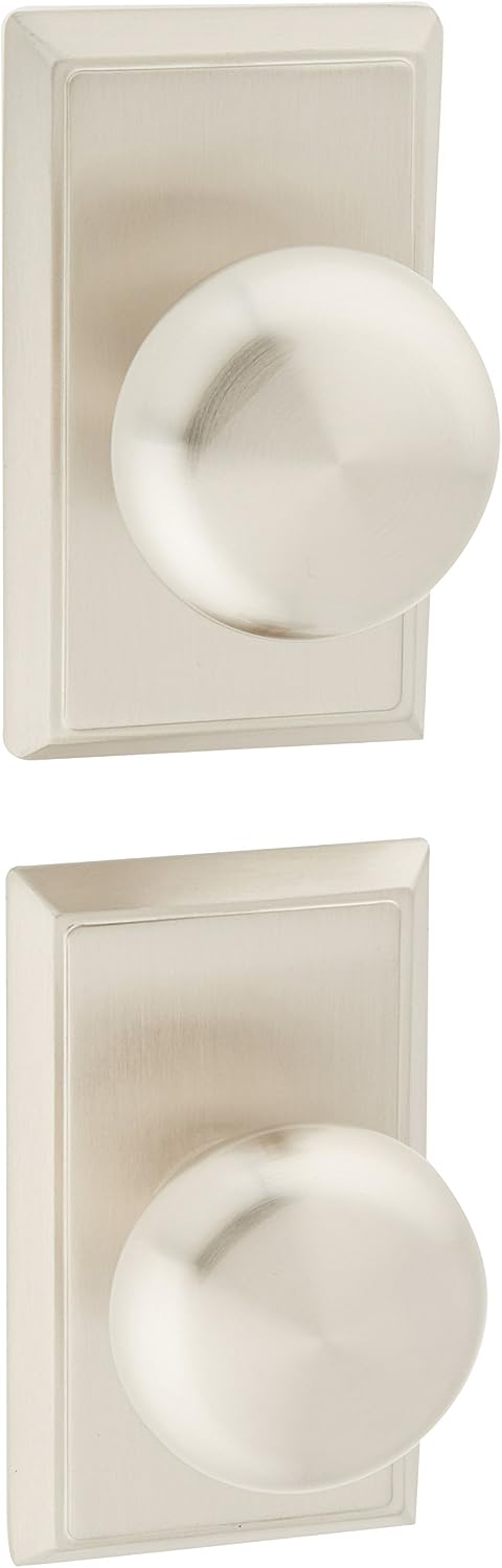 Providence Door Set with Round Brass Knobs Double Dummy in Satin Nickel. Doorsets.