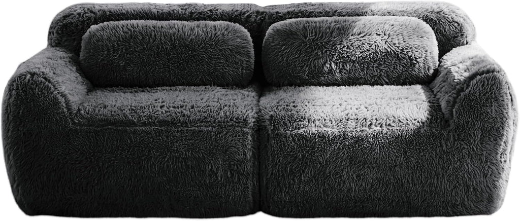 80-Inch Boneless Love Seat Couches in a Box, 2 Seat Modular Foam Cloud Sofa Floor Compressed Loveseat Couch W/Angle Armrests for Home Apartments Bedroom Living Room