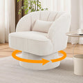 GAOMON Modern Swivel Barrel Accent Chair, 360° Corduroy Upholstered Armchair with Striped Backrest & Plush Padding, Comfy Round Lounge Chair for Living Room, Bedroom, Reading Nook - Beige