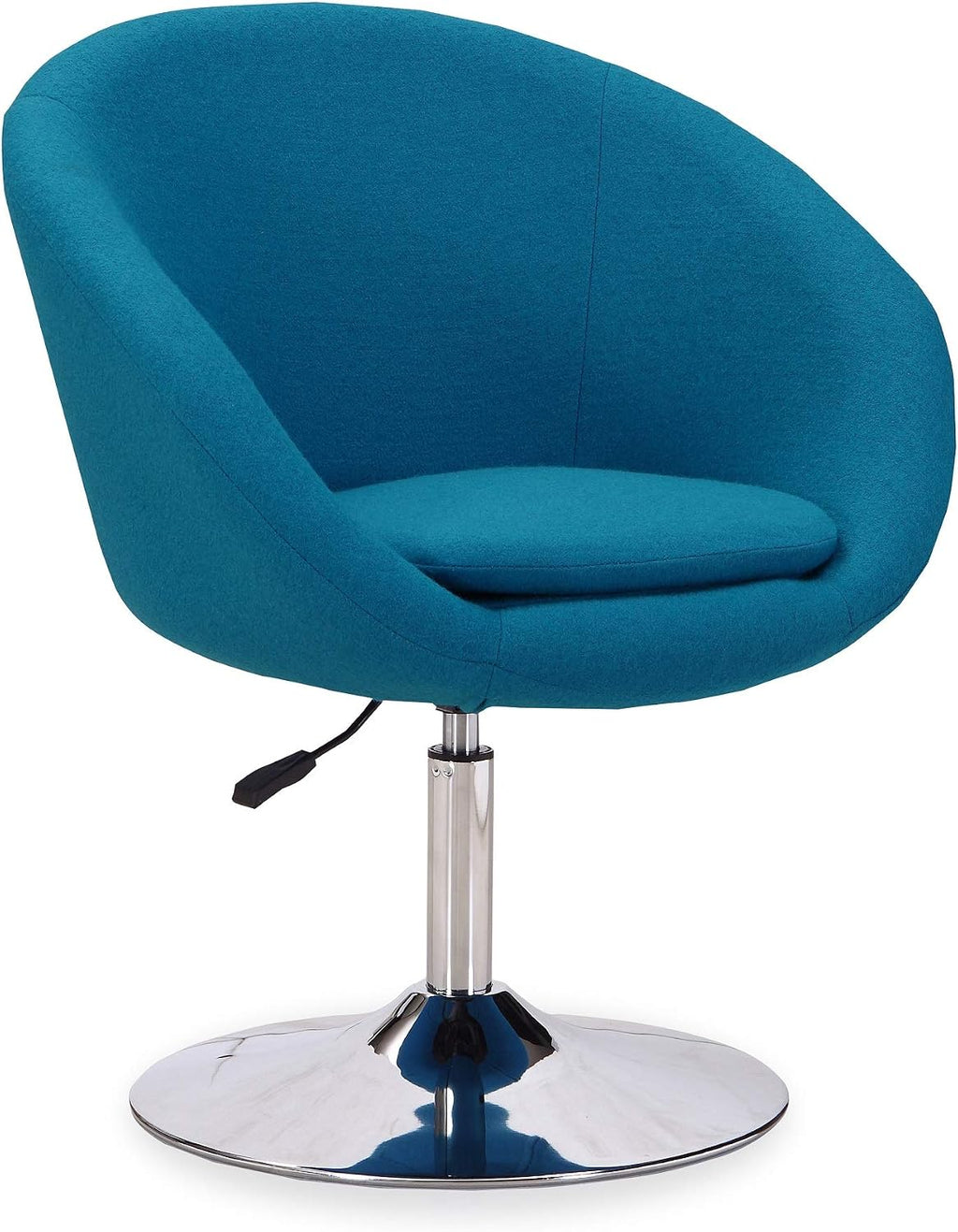 Manhattan Comfort Hopper Adjustable Swivel Accent Chair with 360° Turn, Upholstered Seat, Polished Chrome Base, Modern Bowl Design for Home Office and Living Room, Blue