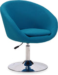 Manhattan Comfort Hopper Adjustable Swivel Accent Chair with 360° Turn, Upholstered Seat, Polished Chrome Base, Modern Bowl Design for Home Office and Living Room, Blue