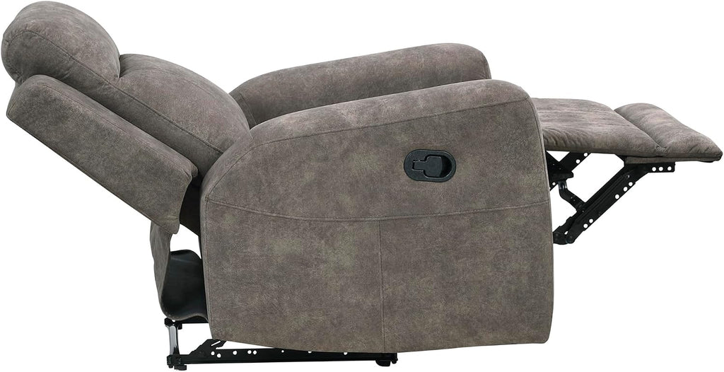 Lexicon Manual Recliner Chair, Textured Microfiber Reclining Sofa Chair, Home Theater Seating, Wall Hugger, Track Arms, Manual Recliner for Living Room/Office/Apartment, Easy Assembly, Brown