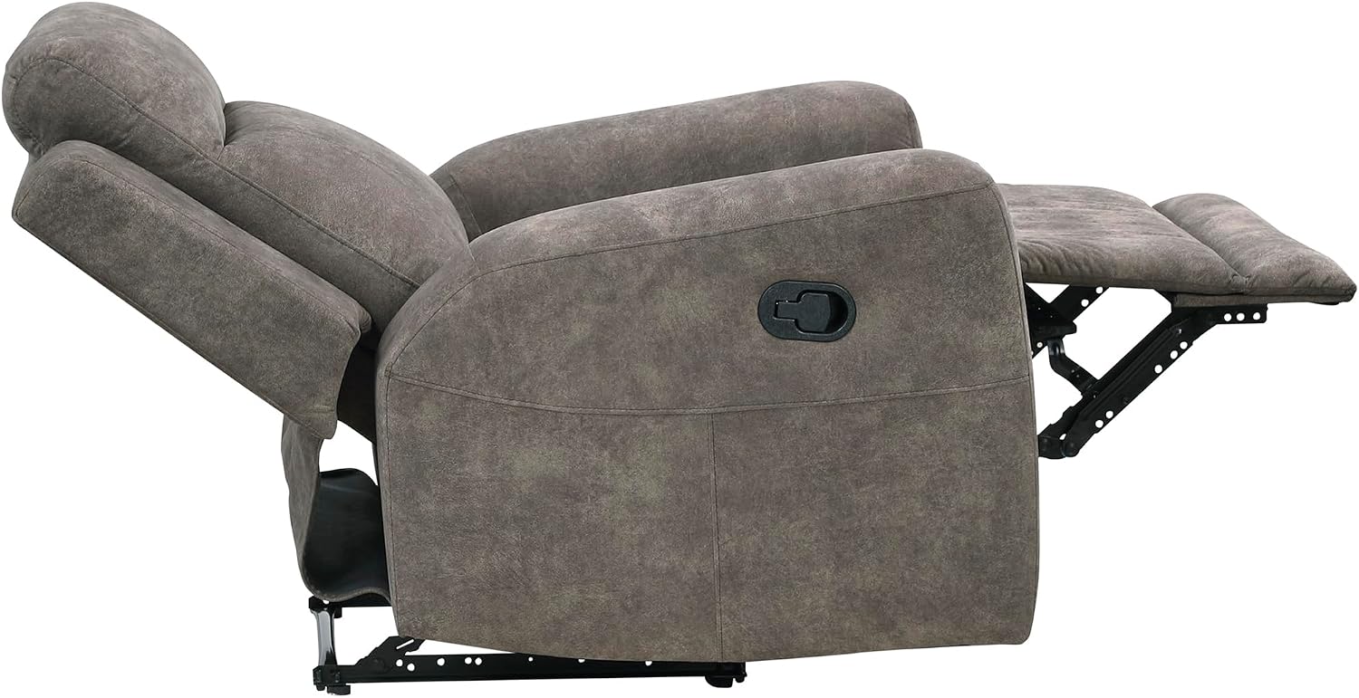Lexicon Manual Recliner Chair, Textured Microfiber Reclining Sofa Chair, Home Theater Seating, Wall Hugger, Track Arms, Manual Recliner for Living Room/Office/Apartment, Easy Assembly, Brown